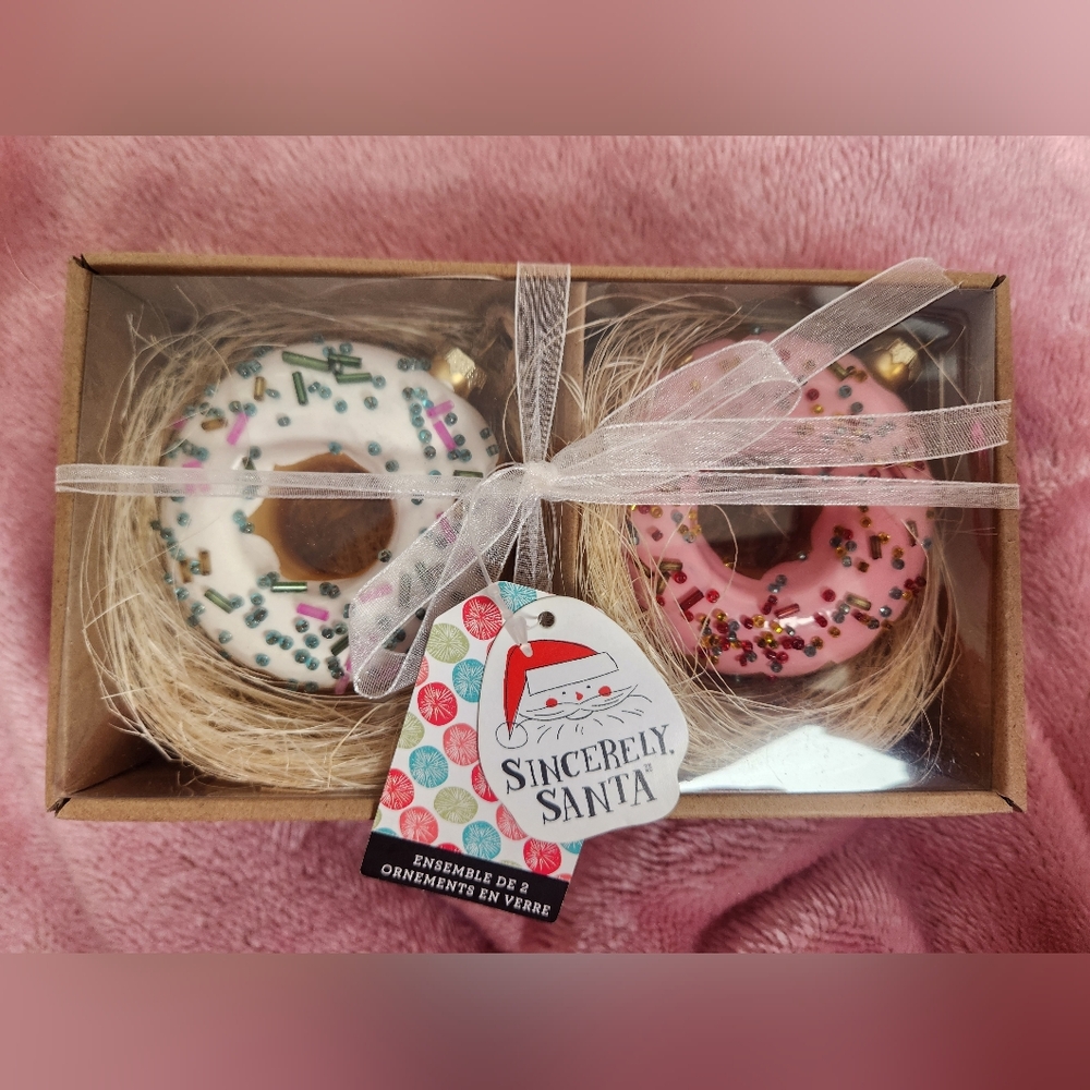 Pink and White Donut Ornaments